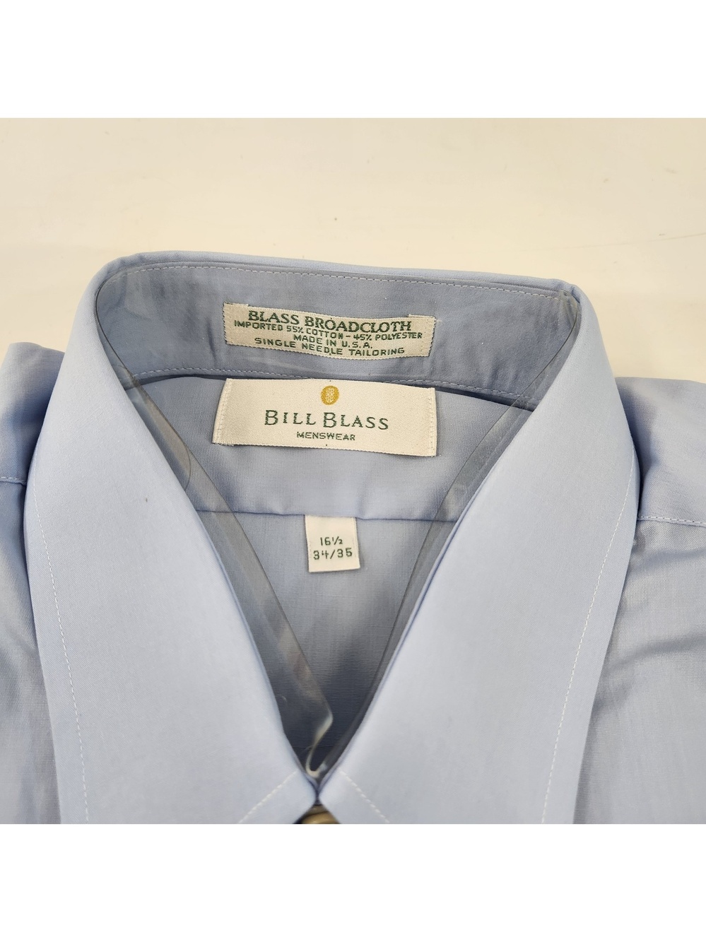 Vintage Bill Blass Mens Dress Shirt Size 16 1/2 (34/35) Baby Blue New Old Stock - Picture 3 of 9